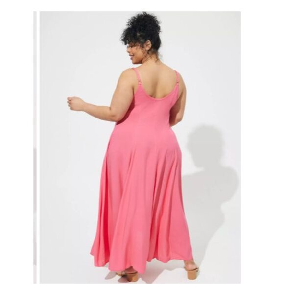 Torrid Women's Pink Maxi Challis Trapeze Dress Size 2X (18-20) NWT - Picture 2 of 8